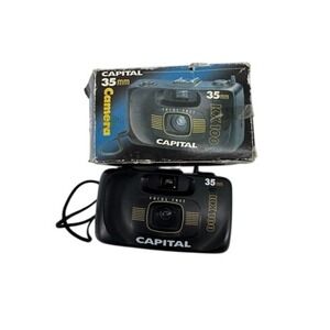 Capital KX 100 35mm Film Camera Focus Free Black Vintage Point and Shoot